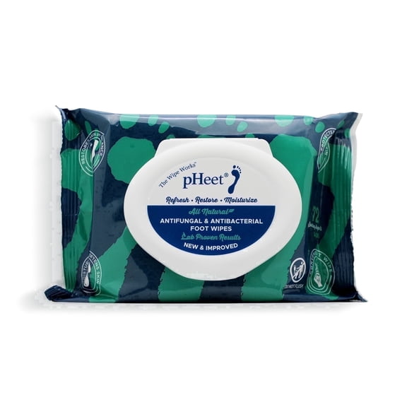 pHeet® Foot Wipes - Stops Burning & Itching, All-Natural, Cleanses, Moisturizes, Improves Dry, Cracked & Flaky Skin 72ct