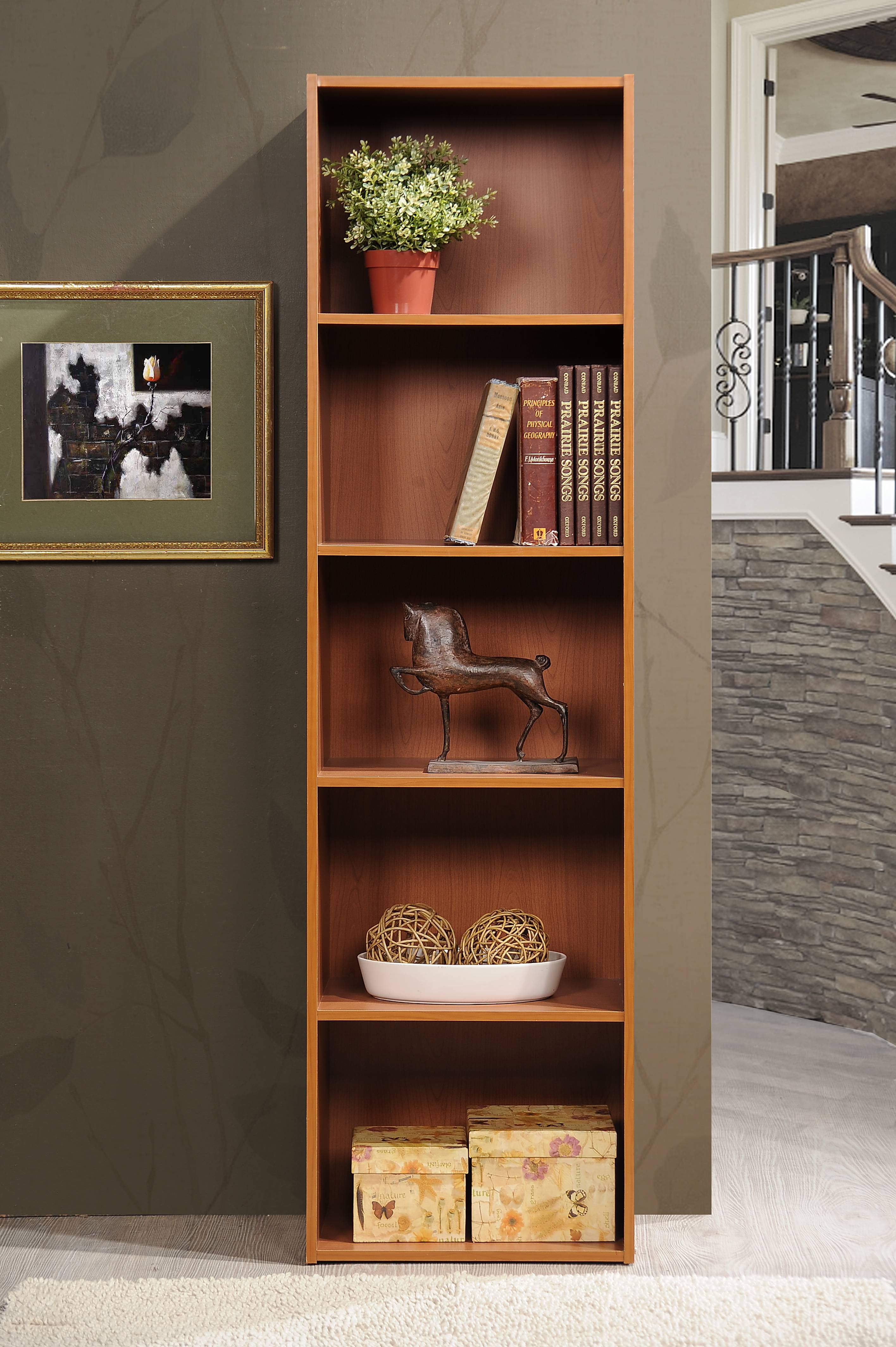 Hodedah 5-Shelf Bookcase, Cherry