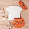 thumbnail image 3 of Vedolay Short Set For Girl Casual Summer Girl's Ribbed Knit Button Front Ruffle Cami Top and Shorts 2 Piece Summer Outfit,Orange 3-6 Months, 3 of 5