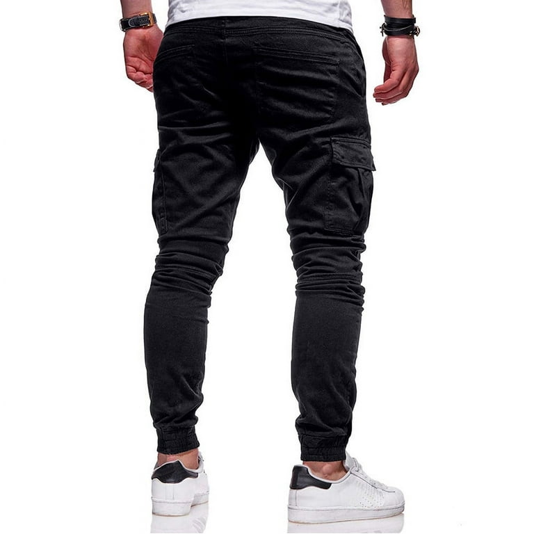 ZZwxWA Mens Cargo Jogger Pants Elastic Waist Drawstring