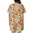 thumbnail image 6 of Fotbe Autumn Pumpkin Blossoms Print Pajama Set for Women 2 Piece Loungewear Short Sleeve Tops and Shorts Set Soft Sleepwear-X-Large, 6 of 7