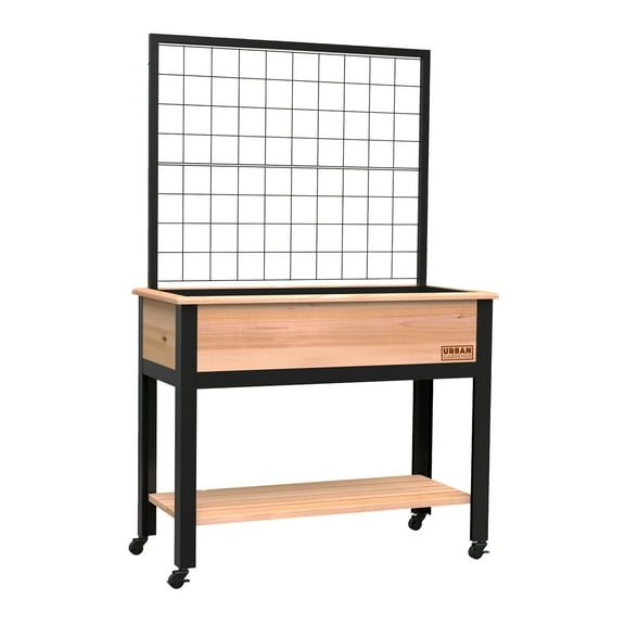 Panacea Cedar Elevated Garden Planter with Trellis, Outdoor Raised Bed Planter