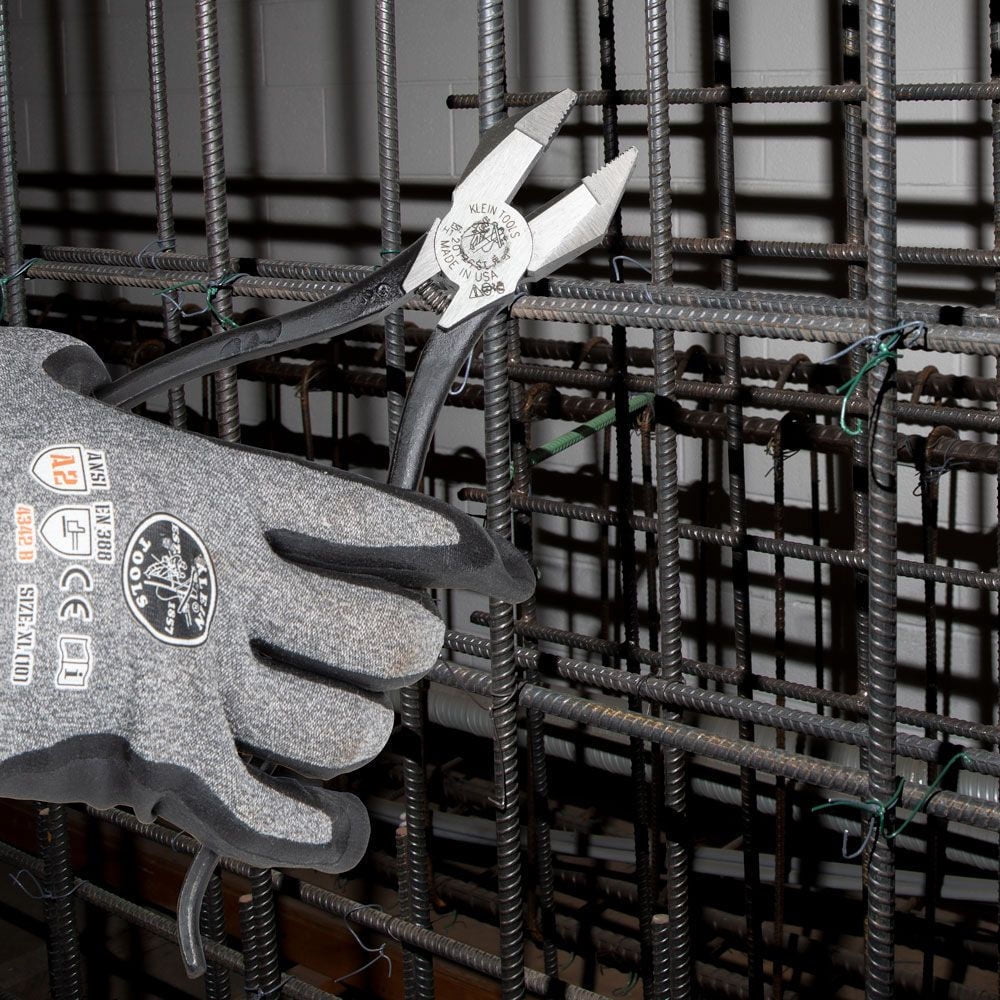 Klein Tools 201-7CST Rebar Work Pliers with Spring-Loaded Action, Induction Hardened Knives and Handle Tempering