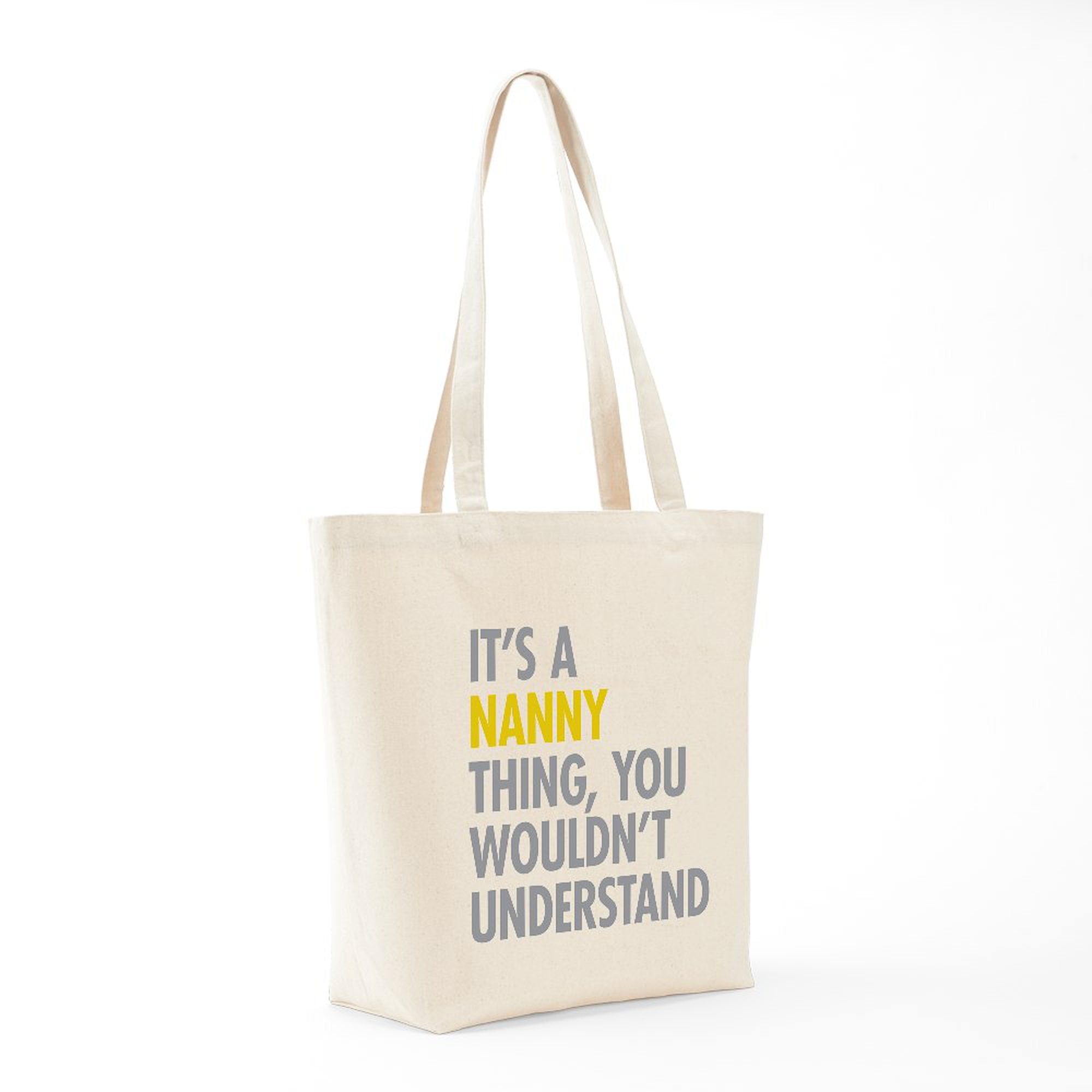 "What Happens At Nanny's..." Natural Canvas Tote Bag - Reusable Shopping & Beach Bag (Two Sizes)
