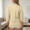 thumbnail image 4 of BOOMNY Women's 3/4 Sleeve Polo Shirts Solid Color Loose Summer Buttons Tops for Women, 4 of 5