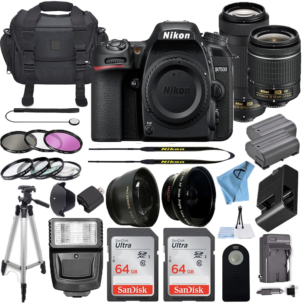 Nikon D7500 20.9MP DSLR Digital Camera W/ 18-55mm VR Lens and 70-300mm