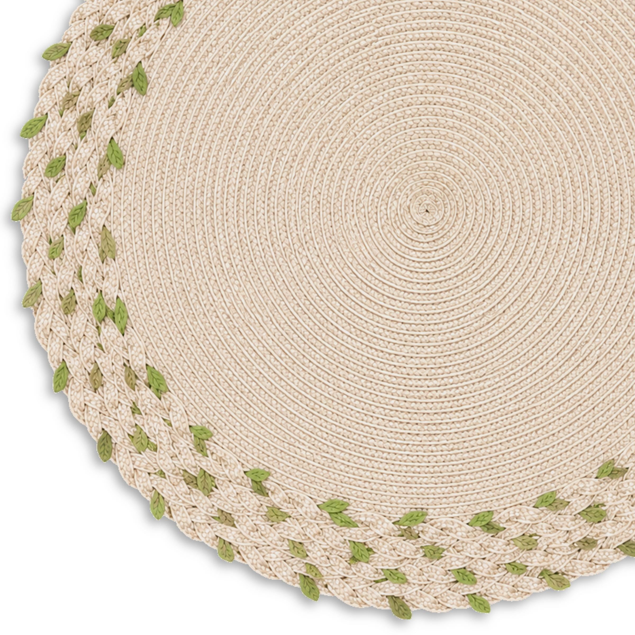 Dainty Home Set of 6 Placemats | Elegant and Durable | 15x15 in Round Woven Non-Slip Washable Place Mats | Tear-Resistant Heat | Resistant Placemats