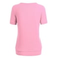 thumbnail image 2 of Made by Johnny Women's Scoop Neck Short Sleeve Pleated Front Blouse Tunic Top XL PINK, 2 of 6