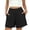 Black, variant on Womens Cotton Shorts High Waisted Stretchy Shorts Ripped Hem Knee Length Shorts Summer Casual Shorts with Pockets
