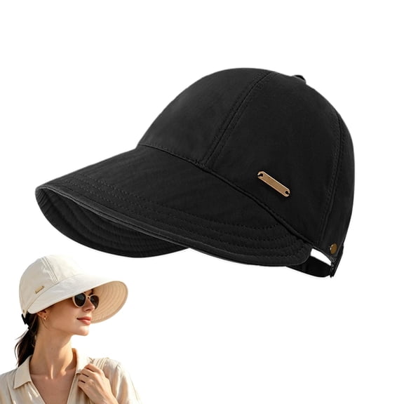 Women's Wide Brim Sun Visor Hat,Breathable & Adjustable Large UV Protection Summer Beach Hat with Ponytail Hole for Travel