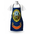 thumbnail image 3 of Idaho Apron, Gem State Flag Design Nostalgic Logo in Vibrant Colors Illustration, Unisex Kitchen Bib with Adjustable Neck for Cooking Gardening, Adult Size, Night Blue Multicolor, by Ambesonne, 3 of 4