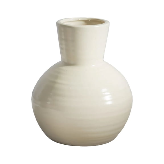 Serene Spaces Living Pearl Ceramic Vase – 7" Dia (3" Opening) & 8" Tall