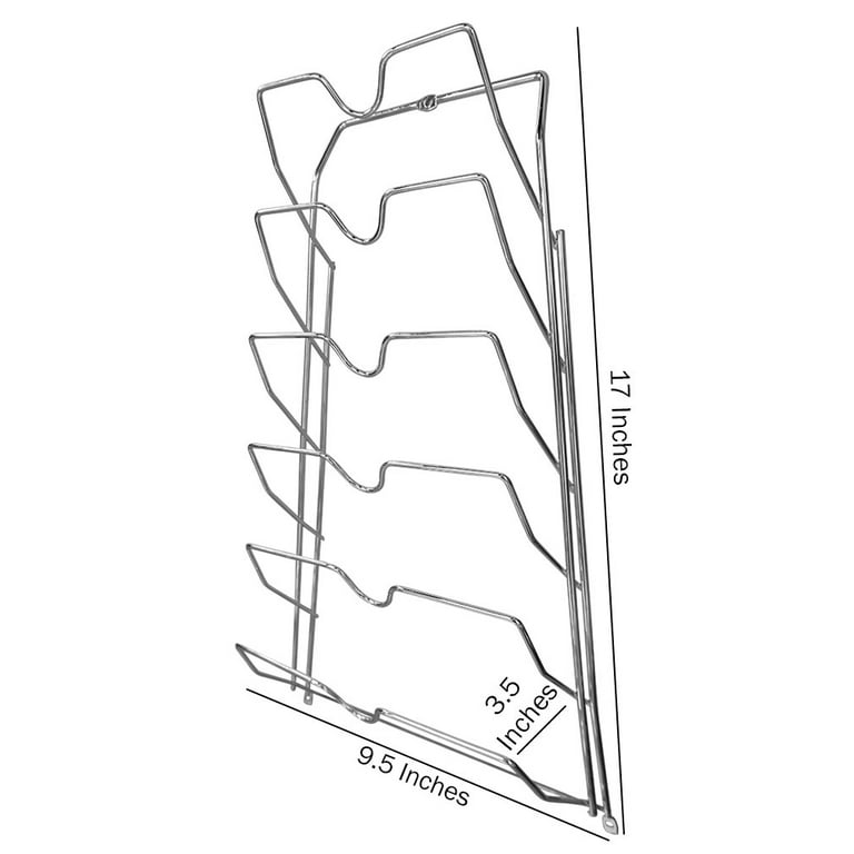Evelots Pot Lid Storage-Cabinet Door/Wall-Organizer-6 Pot/Pan Covers-No Scratch