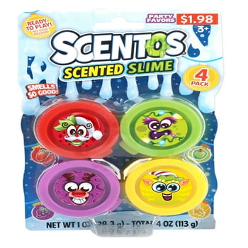 Scentos Scented Brightly Colored Slime in 4ct 1oz Christmas Themed Tubs Great Stocking Stuffer 3