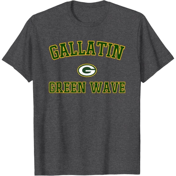 Velto Gallatin Green Wave Logo Varsity HS T-Shirt All Size S-5XL