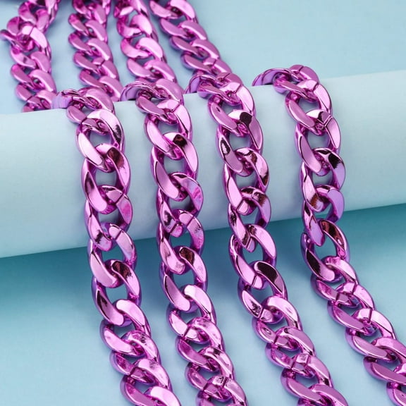 10 m CCB Plastic Twisted Chains Curb Chain Hot Pink 24x17x5.5mm