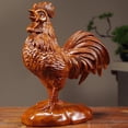 thumbnail image 3 of Wooden rooster figurine, rosewood carved rooster, handicraft, solid wood zodiac rooster, home decor, living room decoration., 3 of 4