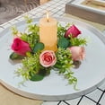 thumbnail image 5 of 2 Pack Wedding Candle Rings Artificial Rose Wreath Small Boho Wreath Pillar Candle Holder for Wedding Spring Summer Home Door Tabletop Decoration, 5 of 8