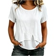 thumbnail image 2 of Women's Summer Round Neck Short Sleeve Casual Top Solid Color Blouse, 2 of 5