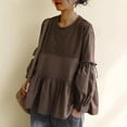 thumbnail image 2 of hotojiny Long Sleeve Tops for Women Casual Cute Ruffle Loose Shirts Lounge Crewneck Lightweight Blouse, 2 of 7