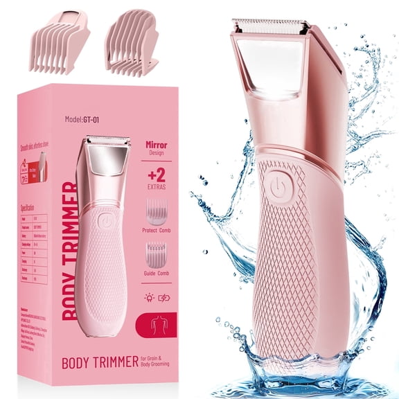 Bikini Trimmer for Women, Electric Razors, Cordless Shaver with Ceramic Blade, IPX7 Waterproof Lady Facial Razor, Portable Rechargeable Body Pubic Hair Trimmer, Idea for Face, Underarm & Legs