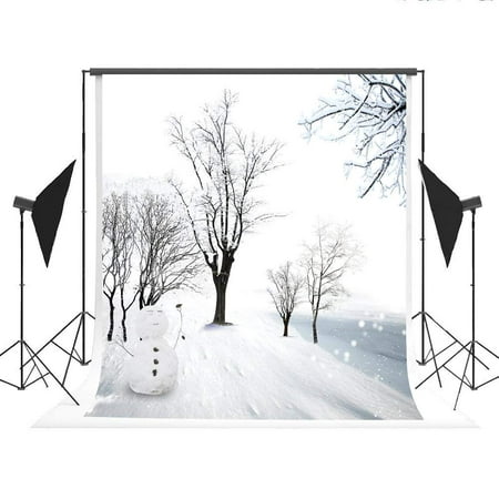 Image of ABPHOTO Polyester Backdrop for Photography Winter Nature Scenery Photographic Background Snowman Foto for Fond Studio Photos Photoshoot 5x7ft