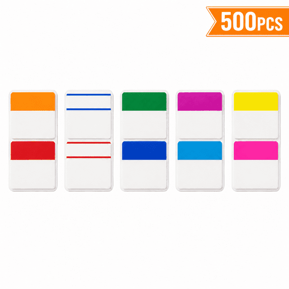 Sticky Index Tabs, 500 Pcs 2 Inch Writable and Repositionable File Tabs Flags Colored Page Markers Labels for Reading Notes Books and Classify Files