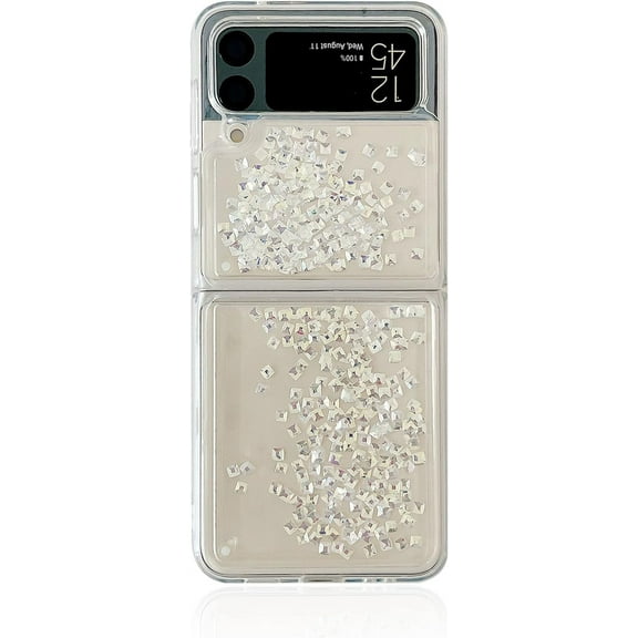 for Samsung Galaxy Z Flip 4 2022 Case,Glitter Case for Z Flip 4 Liquid Bling Sparkle Luxury Flowing Floating Quicksand Soft TPU Clear Case for Samsung Galaxy Z Flip 4 5G Girls Women
