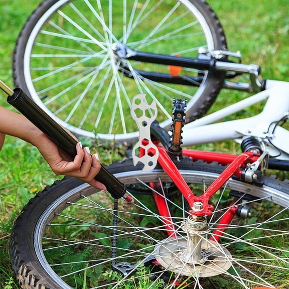 Worgeous  2 Pcs Multifunctional Wrench Spoke Hub Bicycle Tools Silver