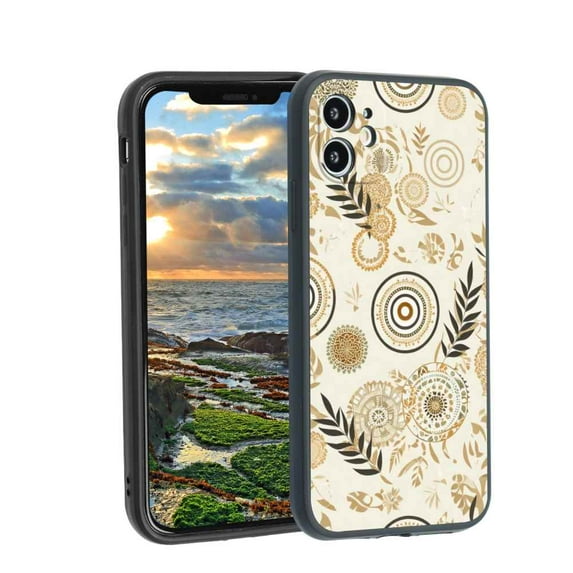 Abstract-boho-1 Phone Case, Degined for iPhone 12 Case Men Women, Flexible Silicone Shockproof Case for iPhone 12