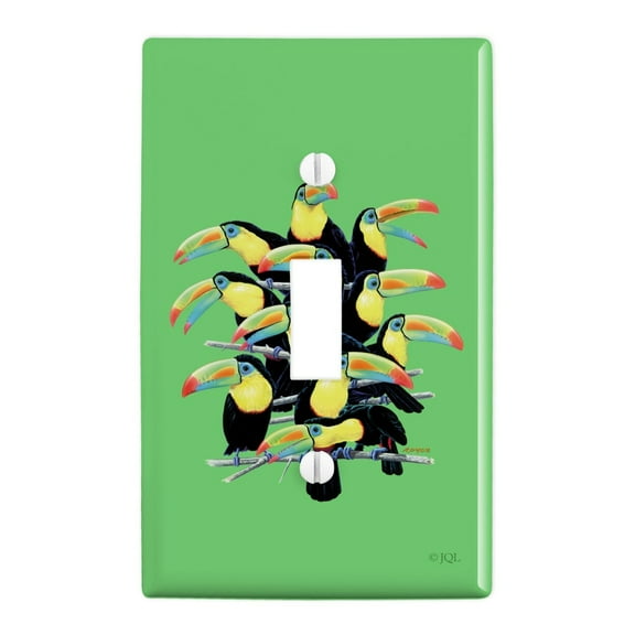Colorful Toucan Town Rainforest Birds Plastic Wall Decor Toggle Light Switch Plate Cover