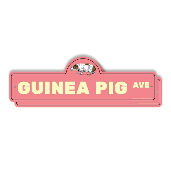 Guinea Pig (2 Pack) Plastic Street Sign - 6 Inch X 18 Inch Gift Pet Animal Cute Furry Family Kids House Fun Love Play Decor