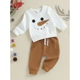 thumbnail image 4 of Elippeo 2Pcs Baby Christmas Outfits 6M 12M 18M 24M 3Y Long Sleeve Santa/Snowman Print Sweatshirts + Trousers Set Toddler Clothes, 4 of 10