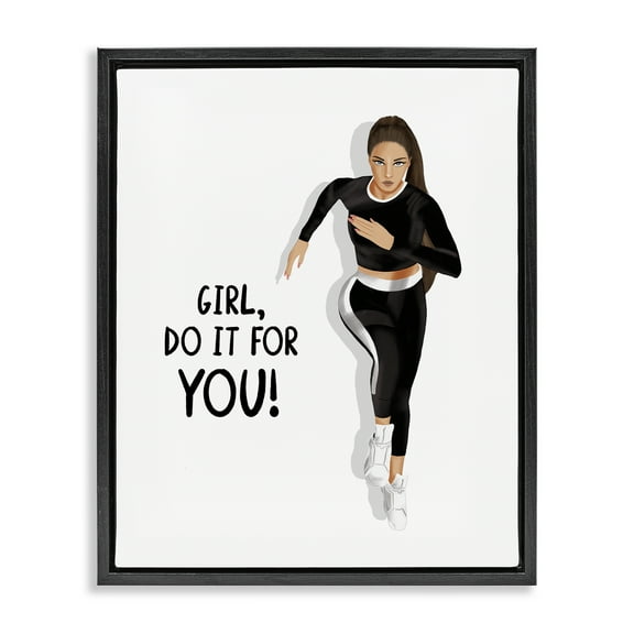 Stupell Industries Do It For You Girl People Painting Black Floater Framed Canvas Art Print Wall Art, 17 x 21