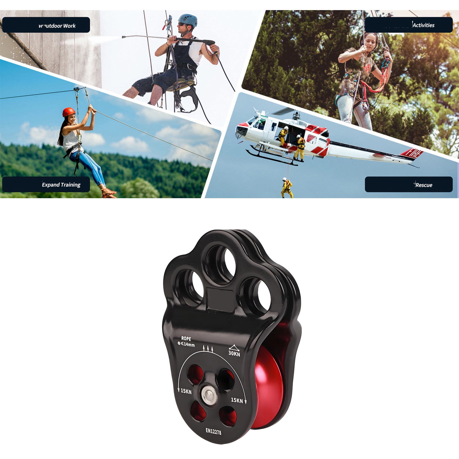 Safety Locking Pulley Climbing Belays Device Suitable for Secure Play Outdoor Environment with Aluminum Alloy Texture