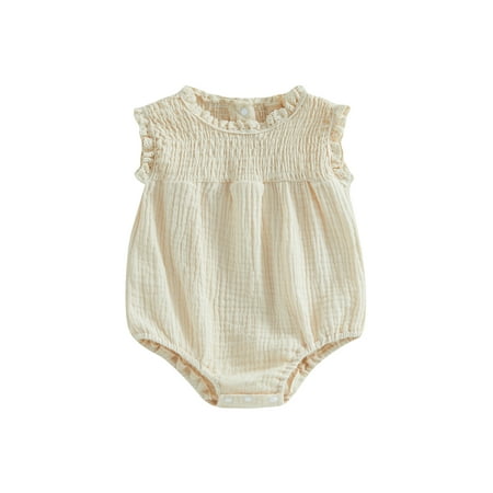 

Coduop Baby Girls Romper Sleeveless Pleated Summer Cotton Bodysuit for Infant Newborn
