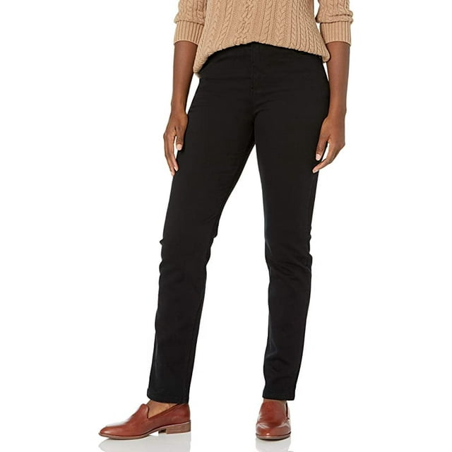Gloria Vanderbilt Women's Classic High Rise Tapered Jeans, Black, 10 Long