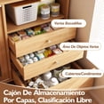 thumbnail image 4 of para Cocina, Armario de Cocina, Gabinete de Almacenamiento con 2 Puertas y 3 Cajones, Mueble Aparador para Sala de Estar, Comedor, 100 * 92 * 36cm (Marron Claro), 4 of 9