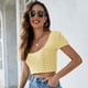 thumbnail image 4 of Mujer ins influencer sexy corto ombligo-baring top de punto cruz hueca sin espalda de manga corta bajo de punto camisa, 4 of 4