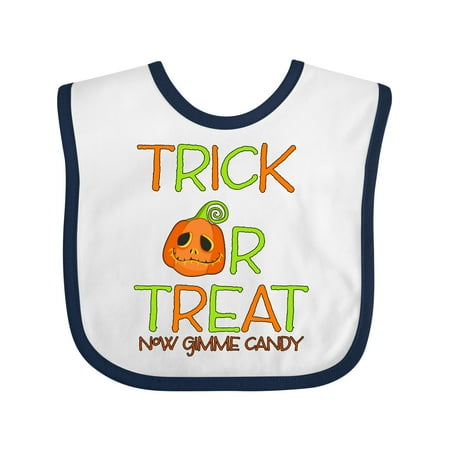 

Inktastic Trick or Treat Now Gimme Candy with Halloween Pumpkin Gift Baby Boy or Baby Girl Bib