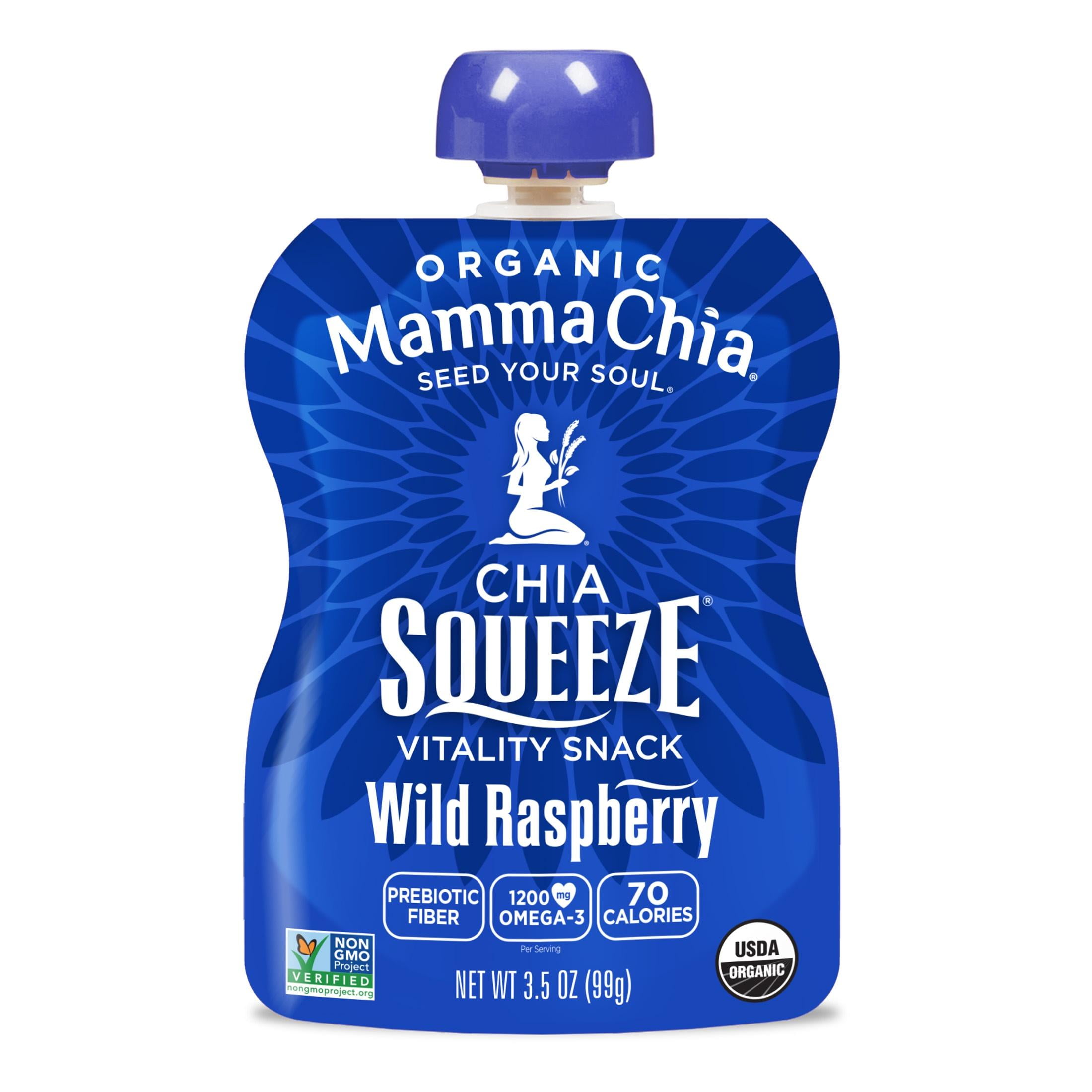 Mamma Chia Organic, Wild Raspberry Chia Squeeze, 3.5 oz, 24 Count Pouches 6 Boxes of 4