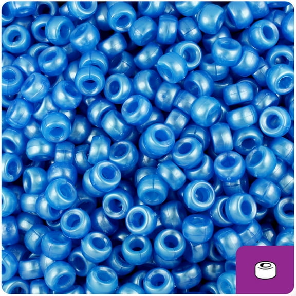 BeadTin Dark Blue Pearl 6.5mm Mini Barrel Pony Beads (1000pcs)
