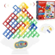 64Pcs Tower Game Swing Stacking High Balance Game Building Blocks for Adults, Kids, Family Games, Parties, Travel DEWEL