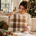 thumbnail image 5 of Christmas Plaid Pillow with Insert 18'', Neutral Tartan Couch Cushion, 2 PC, 5 of 6
