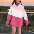 thumbnail image 3 of AJTQTH Kids Girls Color Block Hoodie Tops Lightweight Casual Fall Long Sleeve Hooded Pullover Sweatshirts Fashion Fleece Lined Warm Outfit Clothes with Pockets Hot Pink 7-8 Years, 3 of 6