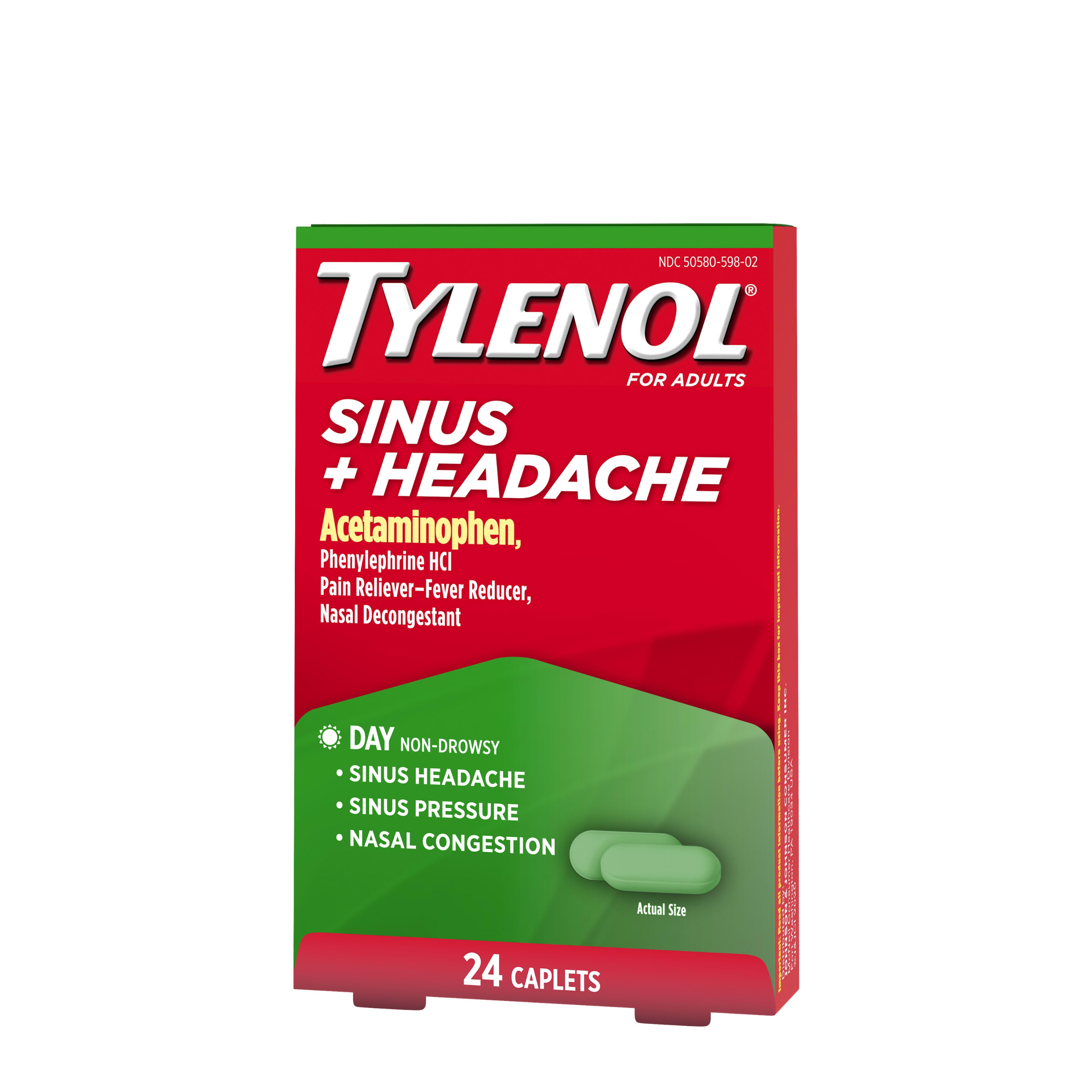 Tylenol Sinus Headache Non Drowsy Daytime Caplets 24 Ct Walmart Com Walmart Com