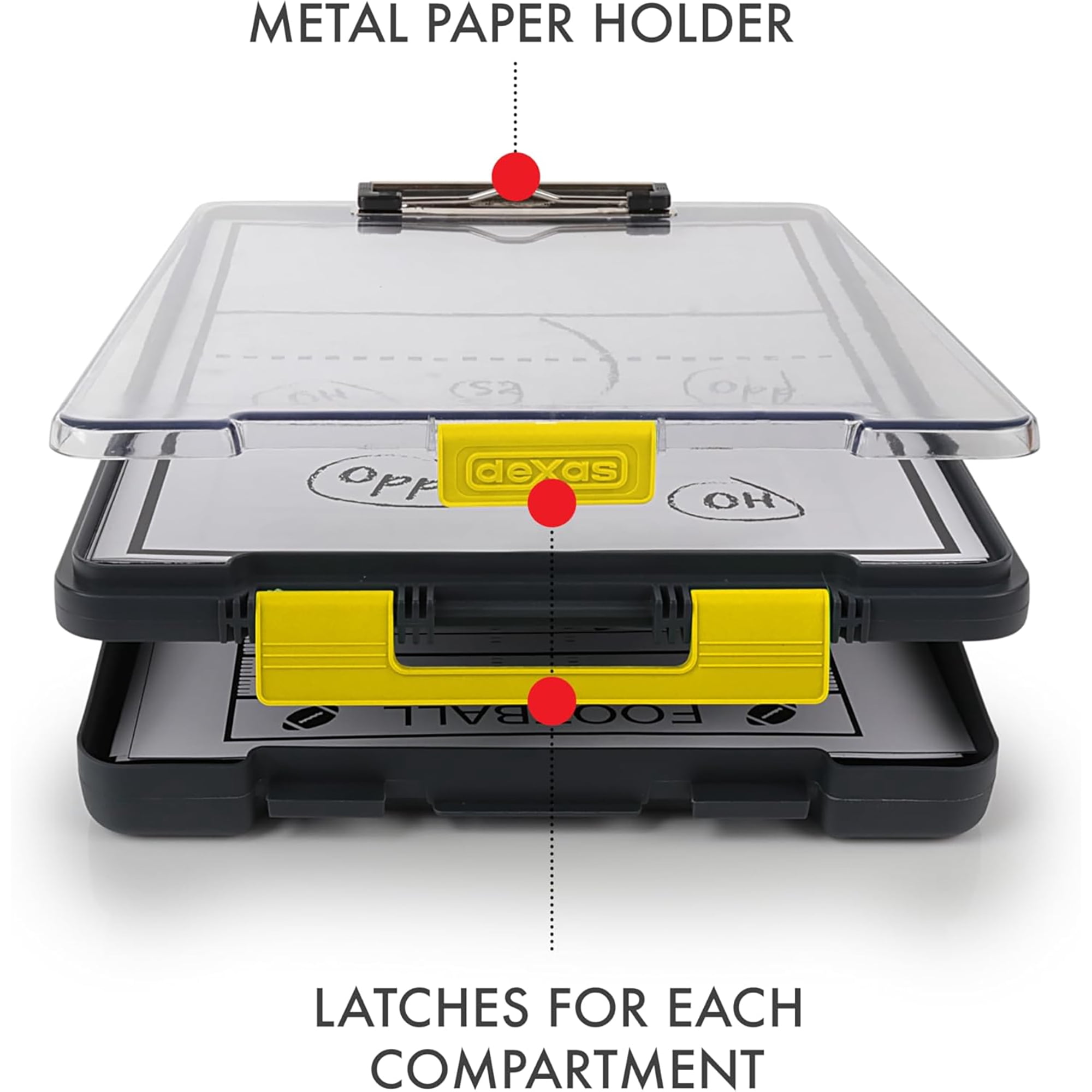 Dexas Clearview Clipcase Clipboard, 13.75 X 9.5 in, Yellow