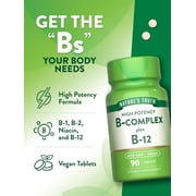 Vitamin B Complex | Plus B12 | 90 Tablets | Vegan, Non-GMO & Gluten Free | By Natures Truth