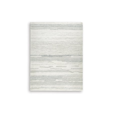 Signature Design by Ashley Genemost 8' x 10' Area Rug, Ivory Blue Abstract Stripe