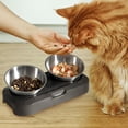 thumbnail image 3 of Cuencos Elevados Para Perros Y Gatos Con 2 Cuencos De Acero Inoxidable, Cuencos De Agua Para Comida De Gato Elevados Inclinados Ajustables De 15 °, Cuencos Antideslizantes Para Alimentación De Vogacara PT002175-00, 3 of 6